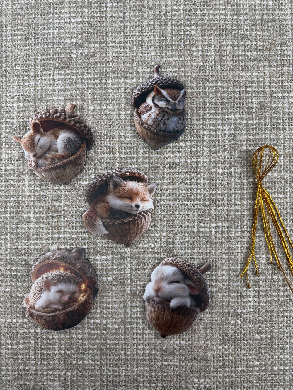Cute Woodland Animal Small Pet ornaments Brown Acorn Nap Designs